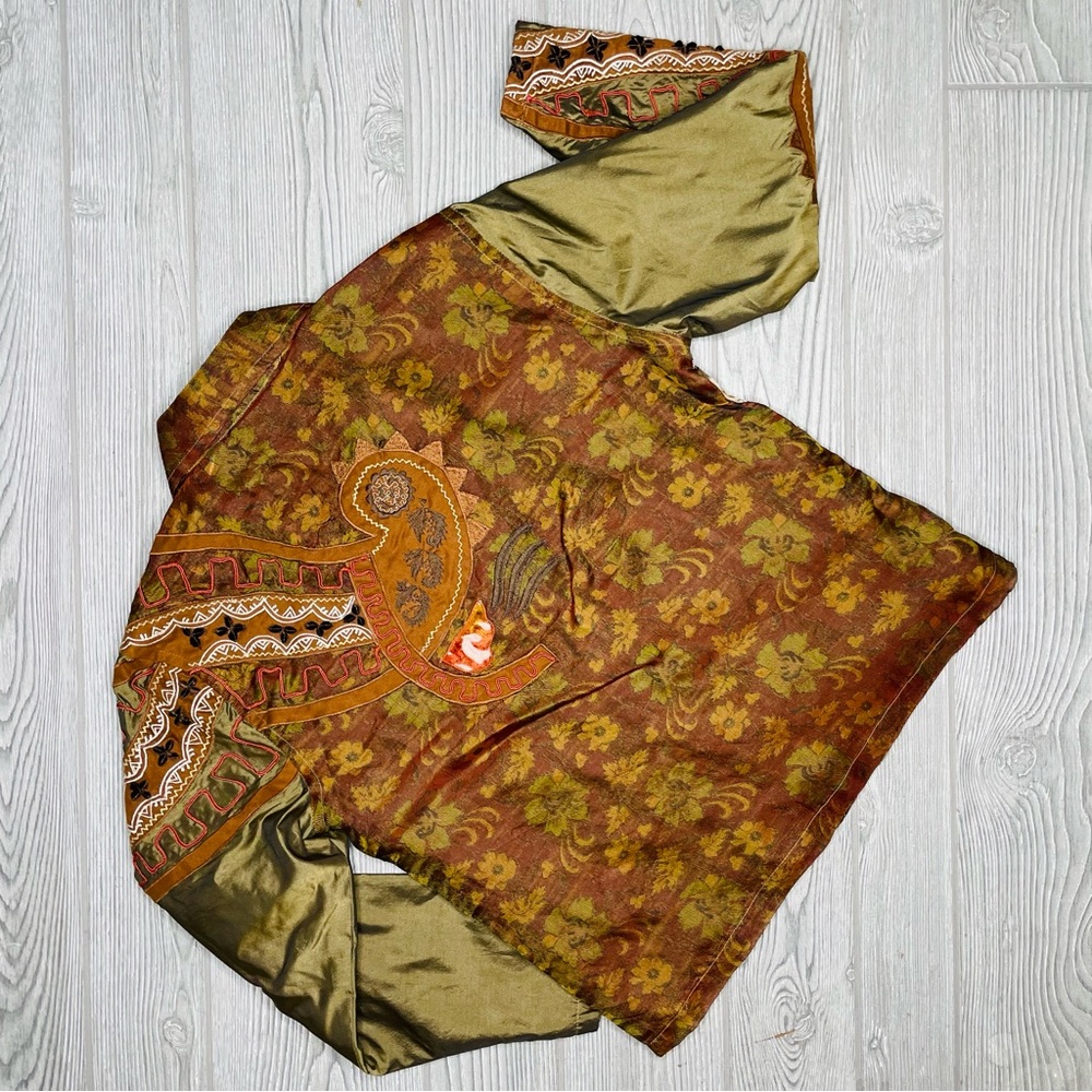 Life Style Artsy Patchwork Button Front Jacket Pe… - image 5